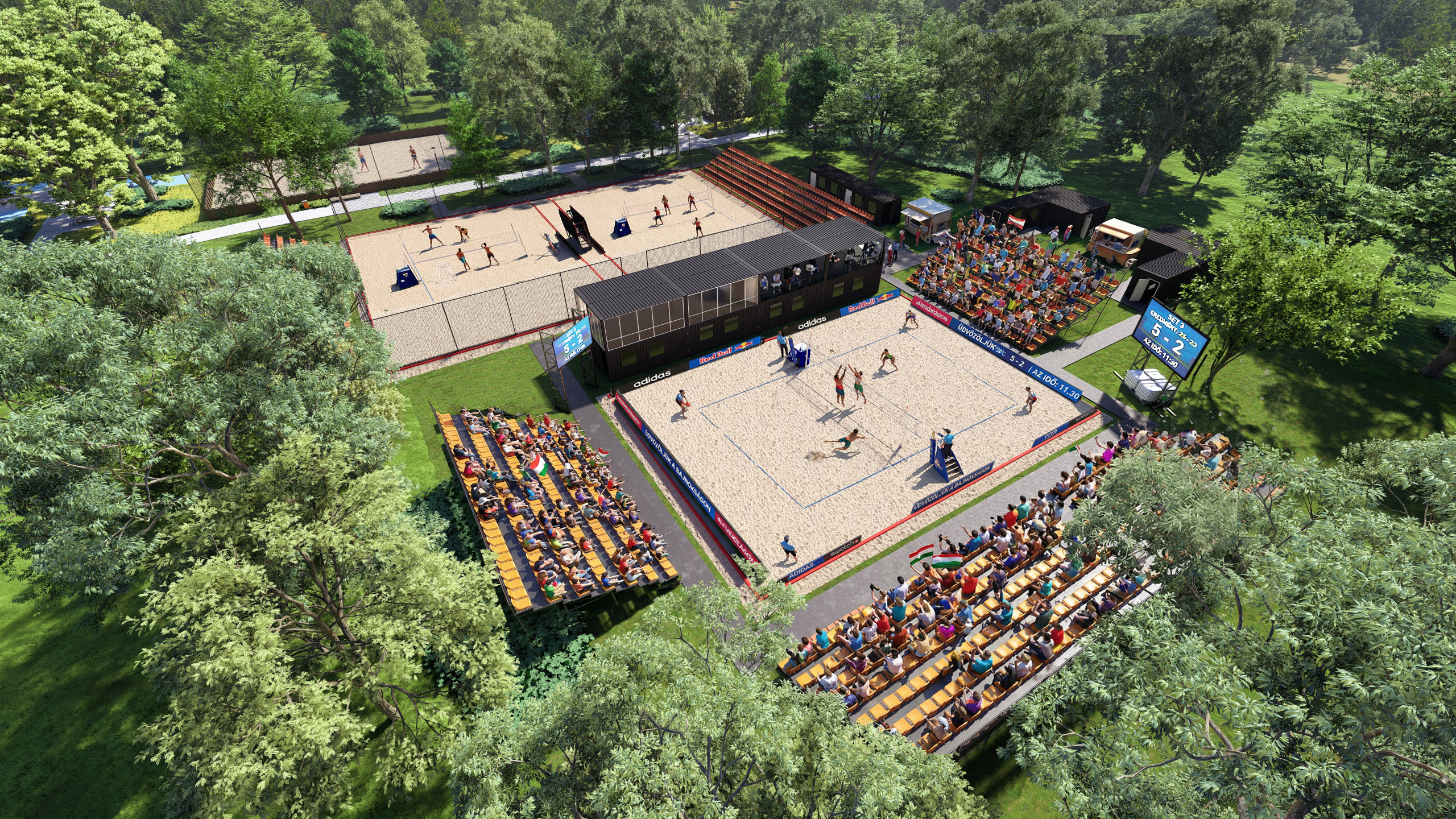 The competition courts set up on the Napozórét in Városliget